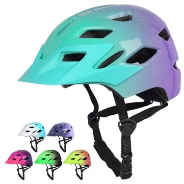 Imagem de Bavilk Capacete de bicicleta infantil, meninos, meninas, com luz de LED, viseira destacável para crianças, jovens, adolescentes, multiesportivos, para patinação, ciclismo, scooter, skate ajustável e