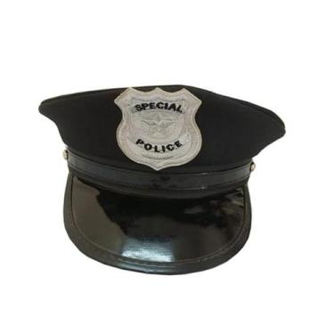 Imagem de Chapéu Quepe Boina Policial Preto Fantasia Festa Cosplay - WDF