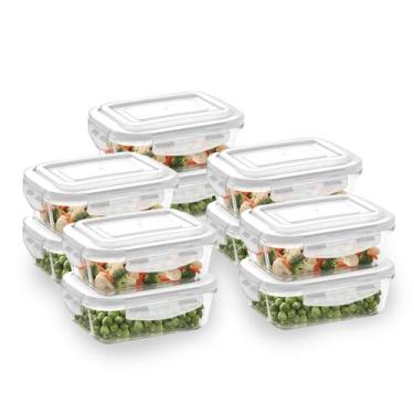 Imagem de Kit Com 10 Potes De Vidro Com Tampa Hermética 640 Ml - Belakaza