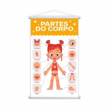 Imagem de Partes Do Corpo Menina Banner Escolar Pedagógico 80X50Cm - Plimshop