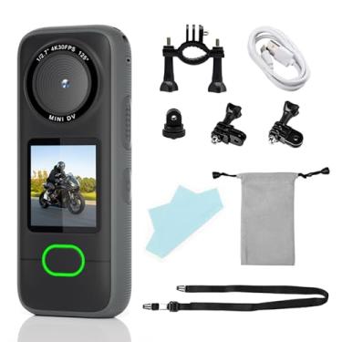 Imagem de ASHATA Câmera de Ação Wi -Fi de 4k 30fps 64MP, Gravador de Vídeo Portátil Em Vlogging, Com Tela de Toque de 1,4 Polegada, Prova de água IPX6, Bateria de 1200mAh, para Vlogs de Ciclismo