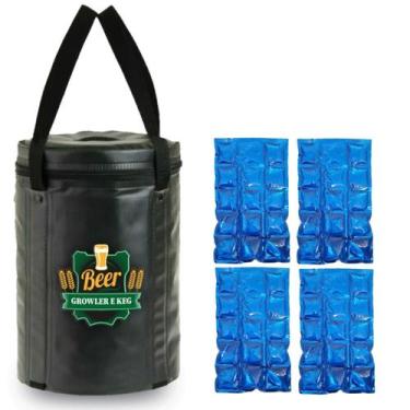 Imagem de Bolsa Térmica P/Barril Chopp 5L + 4 Cartelas Gelo Gel Black - Beer Gro