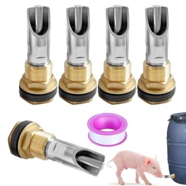 Imagem de Joywayus Unidades 1/2 Aço Inoxidável Automático para Mamilo de Porco Bebedor de Água Alimentador + 5 Unidades 1/2 Fêmea para 3/4 Macho Conector de Tanque de Água de Latão Kit de Montagem de Anteparo P