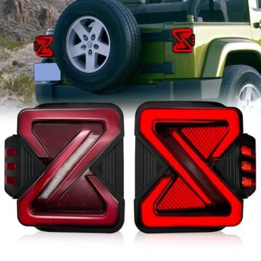 Imagem de Shocklight Luz traseira de LED compatível com Jeep Wrangler JK JKU 2007-2018 com luz de seta, luz de ré, design exclusivo em forma de Z, lente transparente - Um par