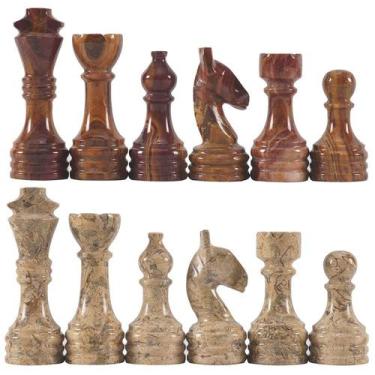 Imagem de Figuras de xadrez Radicaln Marble Red & Coral 9cm King feitas à mão