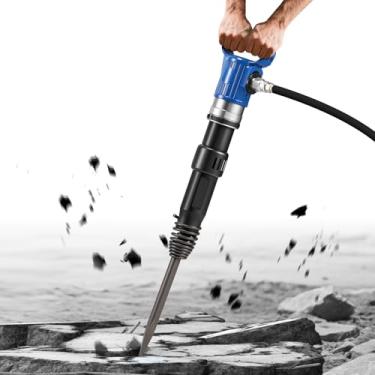 Imagem de Newhai Pá de martelo pneumático 46J Cinzel de ar resistente Martelo de demolição industrial 55CFM 90 PSI com 2 cinzéis para construção de construção de metal de concreto