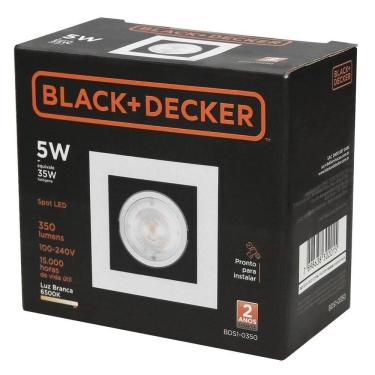 Imagem de Spot Led Black 5w 6500k Quadrado Black + Decker