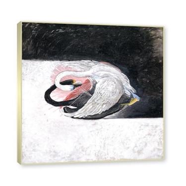 Imagem de Moldura de champanhe. Pôster Hilma Af Klint (The Swan, No. 03), reproduções de pinturas famosas, imagem de arte abstrata para sala de estar quarto decoração de casa. 40 x 40 cm-15,7 x 15,7 pol