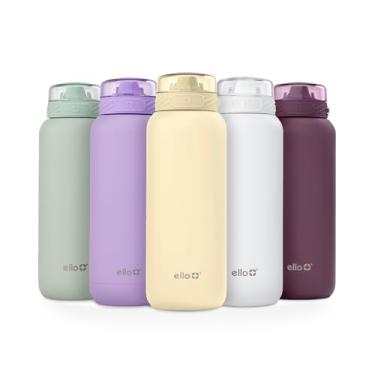 Imagem de Ello Cooper Garrafa de água de aço inoxidável de 947 ml isolada a vácuo com canudo e alça de transporte, tampa de bloqueio à prova de vazamento com bico de silicone macio, pode ser lavada na