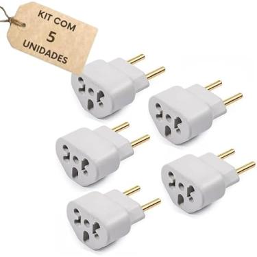 Imagem de Kit 5 Adaptador Tomada Universal 10A/20A - Benjamin para Tomada Padrão Novo e Antigo - Para Eletrodomésticos, Computadores, Carregadores, Secadores, Airfryer - Bivolt (110V/220V)