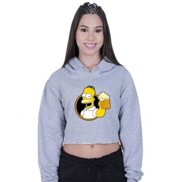 Imagem de Cropped Moletom Feminino Homer Simpsons Cerveja - Lafre, Cinza, GG