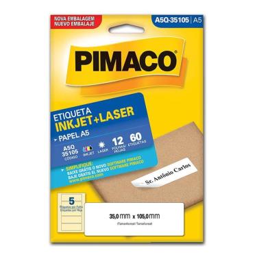 Imagem de Etiqueta inkjet/laser A5Q35105 c/ 12 fls Pimaco