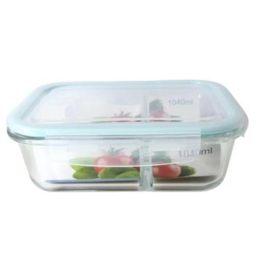 Imagem de Pote de Vidro com Tampa Hermético Divisória Marmita 1040ml