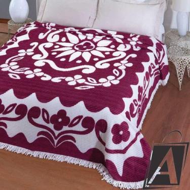 Imagem de Colcha Chenille Jolitex Casal Florida Vinho - Jolitex Ternille