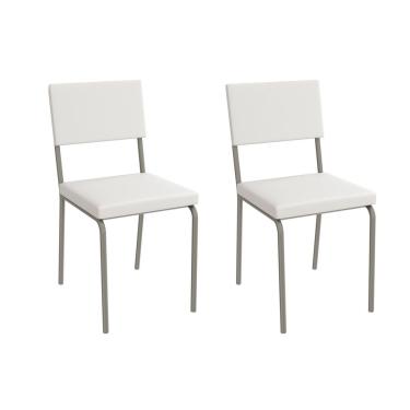 Imagem de Cadeira de Cozinha Zaria 2C128NK Aço Kit 2 Un Niquel/ano Branco - Kappesberg