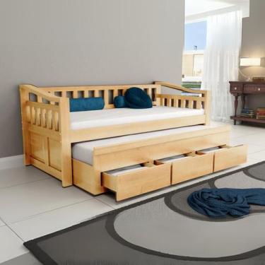 Imagem de Bicama Madeira Maciça Com 3 Gavetas Safira Cor Mel - Bedroom Móveis