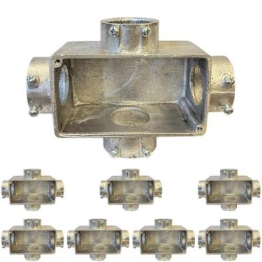 Imagem de 8 Condulete Tipo X Medida 1 1/4 Em Alumínio Sem Rosca Sieg