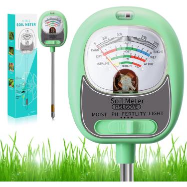 Imagem de HSLGOVE Kit de teste de solo 4 em 1 – medidor de umidade do solo, pH, fertilidade e luz solar, sem necessidade de bateria, testador de solo com mostrador grande para jardinagem interna e externa
