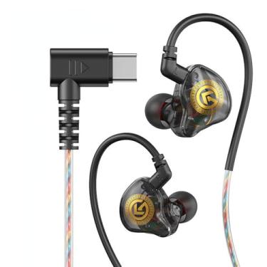 Imagem de Poihiom Fones de ouvido USB C com fio, monitores intra-auriculares, fones de ouvido HiFi para jogos com microfone para iPhone 16 15 Pro, iPad Galaxy S24, música, jogos, videochamada (USB-C)