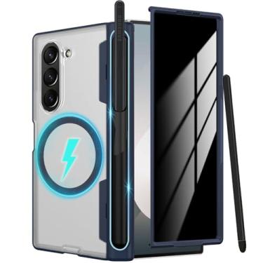 Imagem de YQODSZ Capa para Samsung Galaxy Z Fold 6 com suporte para caneta S e Stylus, capa magnética Fold6 com protetor de tela de privacidade, proteção de dobradiça, compatível com compartimento para caneta