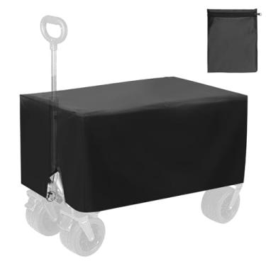 Imagem de Capa de carroça dobrável à prova d'água, capa de carrinho de vagão de tecido Oxford, fácil de instalar, capa de vagão de jardim com cordão ajustável inferior para piquenique ao ar livre e acampamento