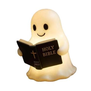 Imagem de MotiveTech Luminária de leitura fantasma, decoração de Halloween, estátua, centro de mesa, luminária de cabeceira infantil, luz noturna para prateleira interna