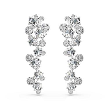 Imagem de Swarovski Brincos de gota Constella, cortes mistos, branco, acabamento de ródio