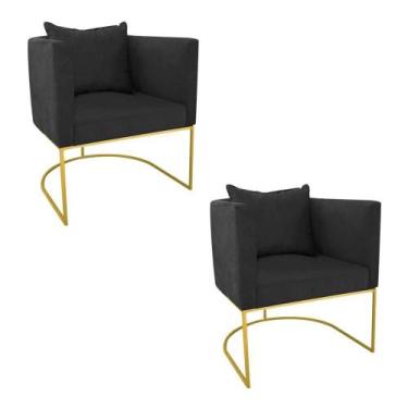 Imagem de Kit 02 Poltronas Paola Suede Base Metálica Dourado - DROSSI