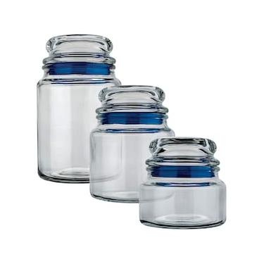 Imagem de Conjunto de Potes Multiuso Euro Home Transparente/Azul em Vidro e PVC – 3 Peças