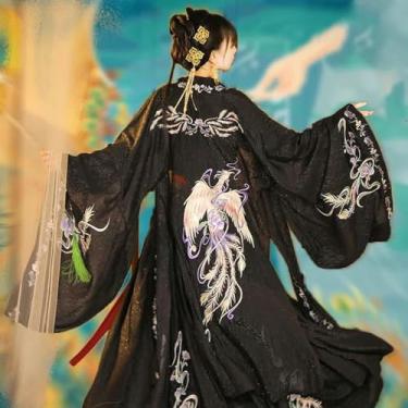 Imagem de Fantasia feminina chinesa bordada tradicional Hanfu feminina Halloween carnaval cosplay fantasia Hanfu preto e vermelho vestido feminino