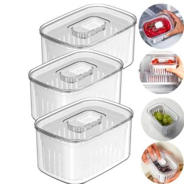 Imagem de Organizador De Geladeira Ou Clear Fresh 650Ml Natural 3Potes