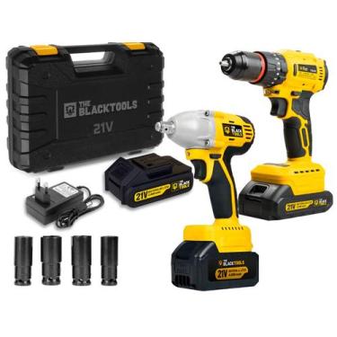 Imagem de Parafusadeira Furadeira + Chave Impacto 21v The Black Tools