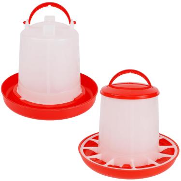 Imagem de winemana Kit de alimentador de pintinhos de 500 g e bebedouro de 1,5 L, recipientes de plástico suspensos para aves domésticas para uso externo