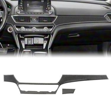 Imagem de Fancemot Acabamento do console central de painel de fibra de carbono real compatível com Honda Accord de 10ª geração 2018–2022 – Acessórios internos, atualização de proteção de alto brilho, fácil