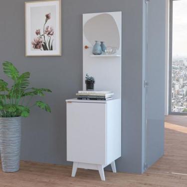 Imagem de Aparador 1 Porta 1 Prateleira com Espelho Ap2312 Branco - Tecno Mobili