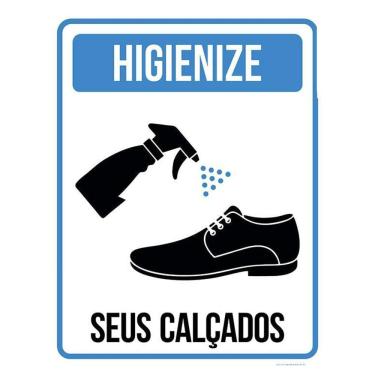 Imagem de Kit 3 Placas Sinalização Higienize Seus Calçados