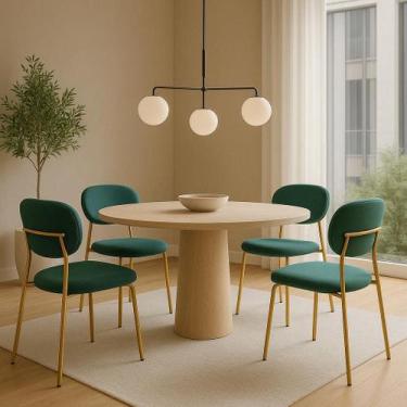 Imagem de Kit com 4 Cadeiras Lívia com Estrutura em Aço Dourado  Exclusiva - Exc