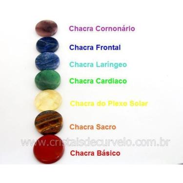 Imagem de 10 Kits de Pedras Lapidadas para Alinhamento dos Chakras - Disco Peque