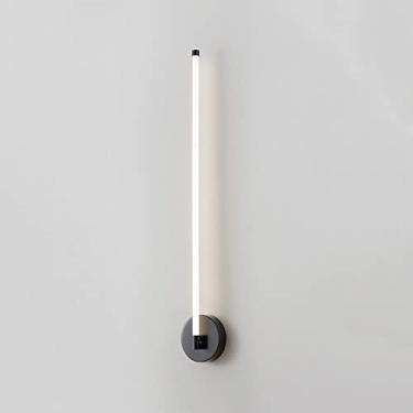 Imagem de Luminária de parede linear LED moderna, luminária de parede de cobre para penteadeira interna, luminária de parede minimalista com 3 modos de cores para sala de estar e quarto (cor: preto, t