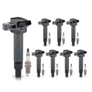 Imagem de Conjunto de 8 bobinas de ignição e velas de ignição da ENA, compatível com Toyota 4Runner 4.7L V8 2000-2009 Toyota Tundra 4.7L V8 2001-2009 Toyota Sequoia 4.7L V8 UF230