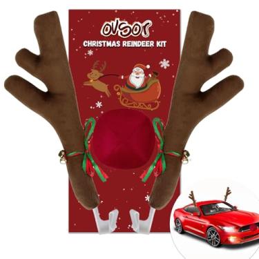 Imagem de ovsor Decoração de nariz e chifres de rena de Natal, conjunto de Rudolph, enfeite de rena, acessórios automotivos para qualquer decoração de veículo