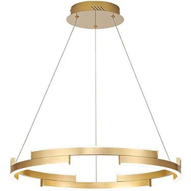 Imagem de Lustre tipo anel lustre moderno escurecimento lustre restaurante lâmpadas luzes pendentes moderno sala de estar lustre redondo controle remoto luzes penduradas altura ajustável (40 cm)