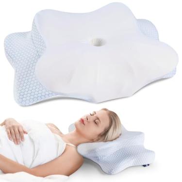 Imagem de Almofada cervical de pescoço para alívio da dor no pescoço – Almofada cervical de espuma de memória, travesseiro ortopédico de suporte de pescoço, travesseiro lateral refrescante para dormir nas