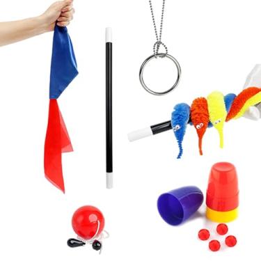 Imagem de Conjunto de truques de mágica fáceis de usar com vídeo tutorial, varinha mágica, minhoca mágica, muda de seda - adereços mágicos perfeitos para iniciantes, presente ideal para Natal e aniversário