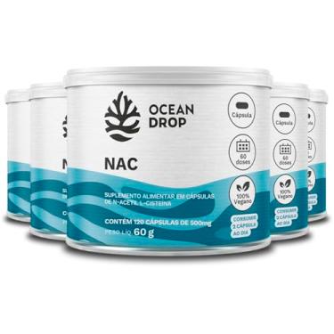 Imagem de Kit 5 NAC N-Acetil L-Cisteí­na Ocean Drop Vegano 120 Cápsulas
