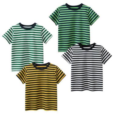 Imagem de Camiseta TABNIX, listras masculinas, manga curta, 2 a 7 anos, algodão,