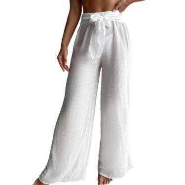 Imagem de Calças de praia RoseSeek femininas com gravata frontal, malha frontal,