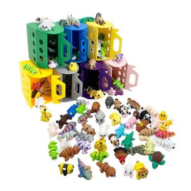 Imagem de Mini conjunto de bonecos de animais, 20 peças de brinquedo flexível im