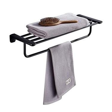 Imagem de Toalheiro, toalheiro de aço inoxidável preto, rack duplo simples para banheiro, processo, acessórios de banheiro