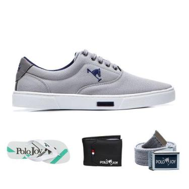 Imagem de Sapatênis Casual Kit com Chinelo Carteira Cinto Dia a Dia - Polo Joy, 